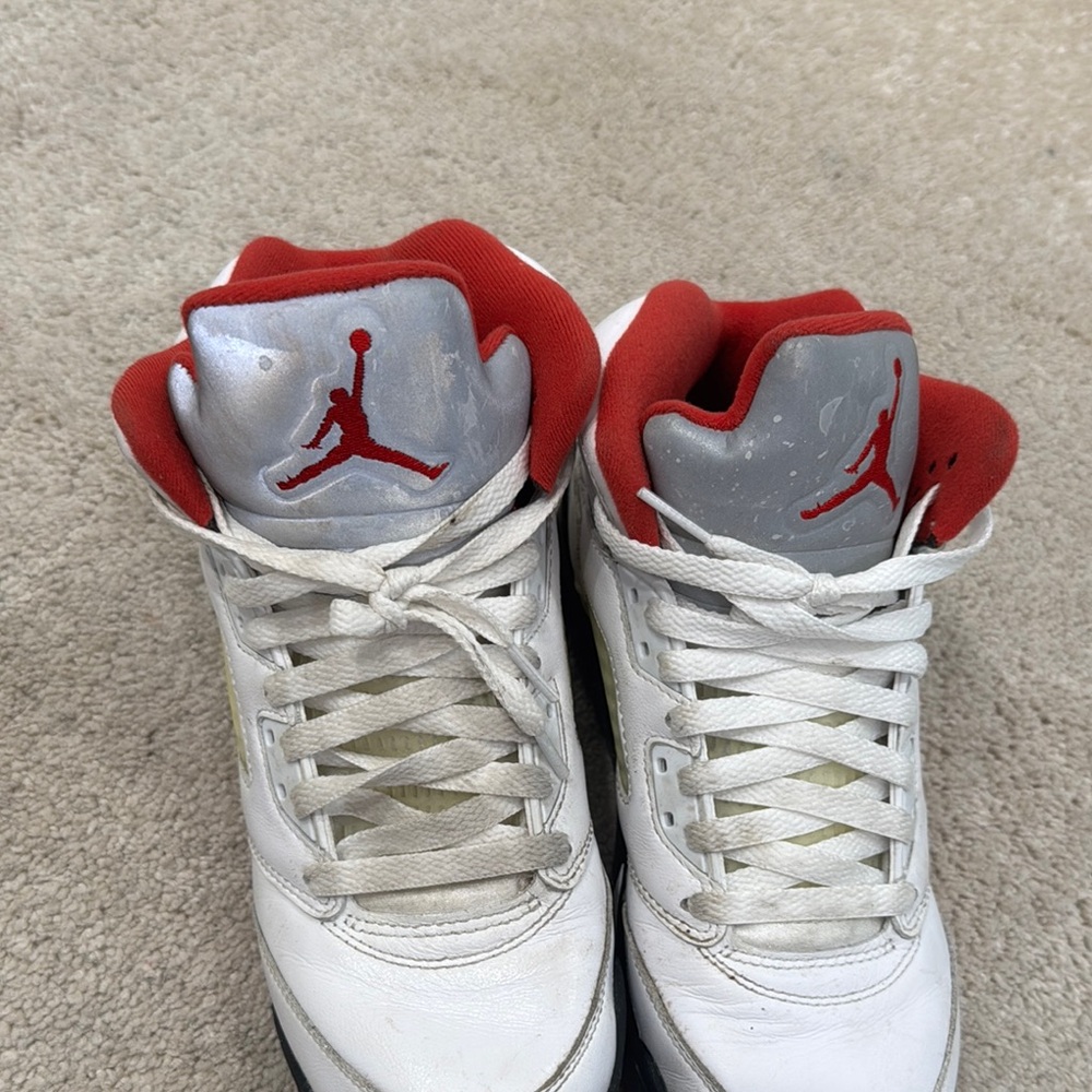 Nike Air Jordan 5 Retro Fire Red Silver Tongue - Picture 2 of 7